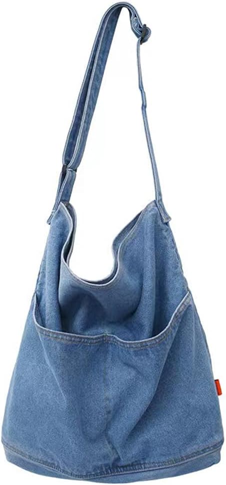 Denim Shoulder Bag – Large Canvas Hobo Crossbody Tote for Women