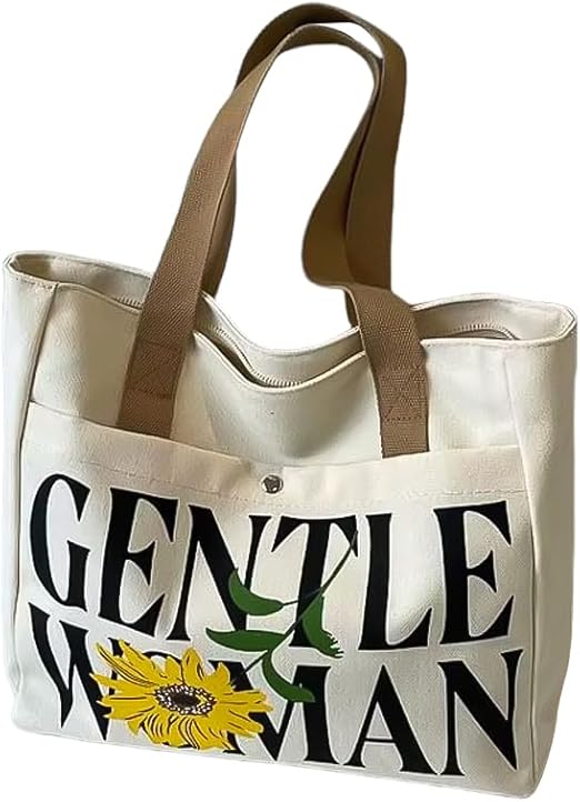Gentlewoman Canvas Tote Bag – Off-White Shoulder Handbag for Women