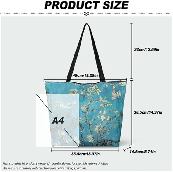 Van Gogh Zippered Tote Bag – Waterproof Art Purse for Work & Travel