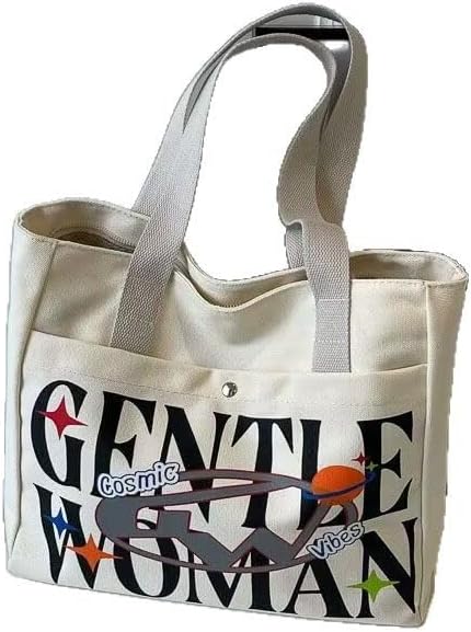 Gentlewoman Canvas Tote Bag – Off-White Shoulder Handbag for Women