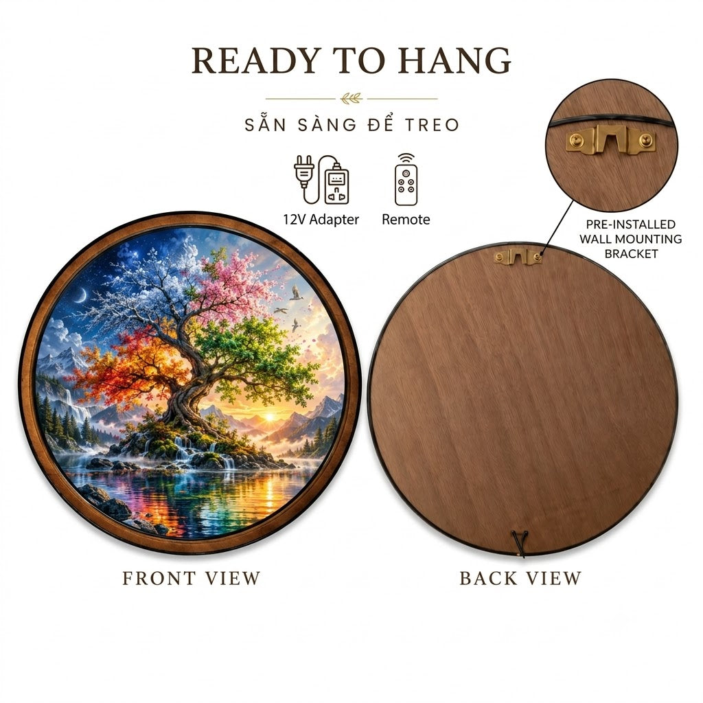 Handcrafted Four Seasons Tree of Life LED Wall Art