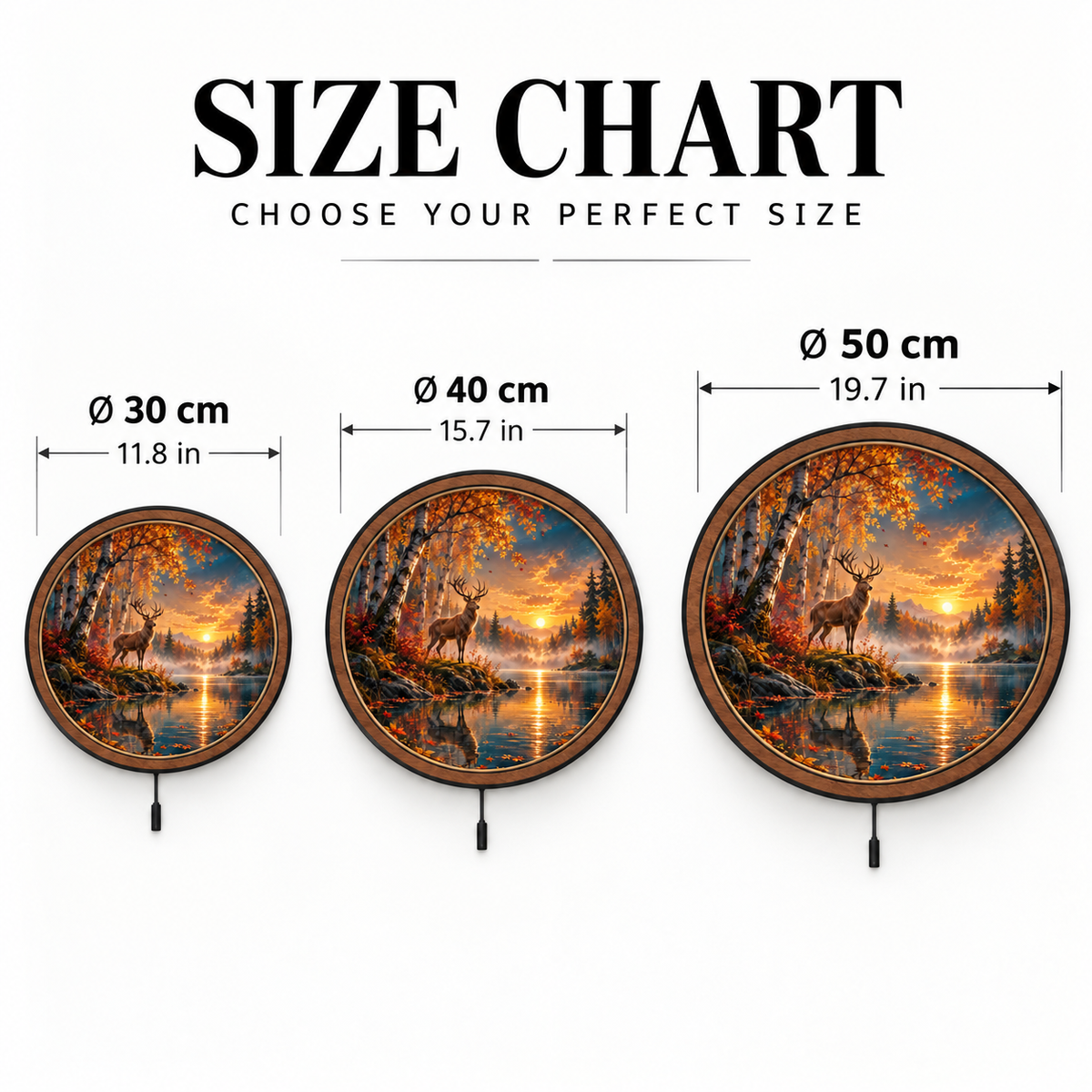 Autumn Majesty – Golden Deer Lake LED Wall Art