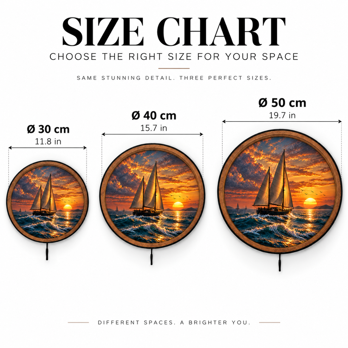 Golden Horizon Sailboat – Sunset Ocean LED Wall Art