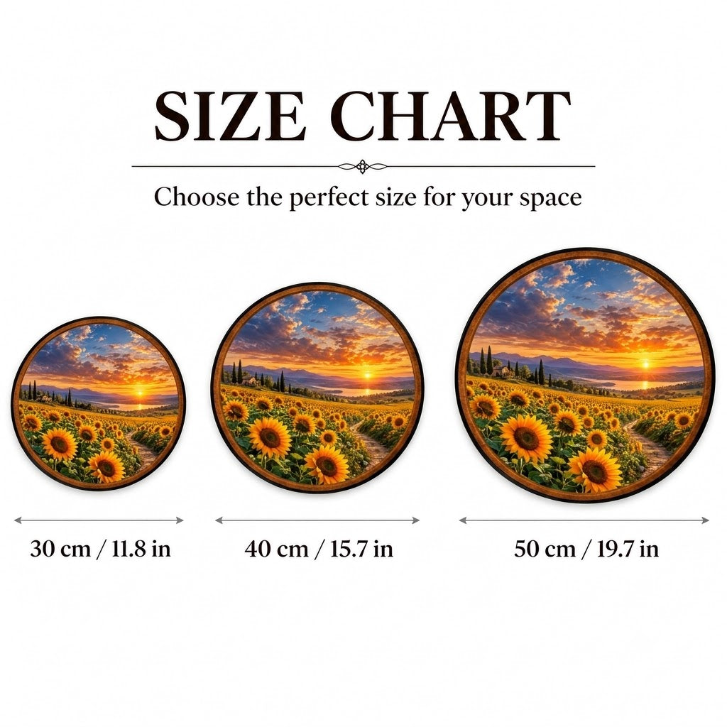 Golden Sunflower Sunset – Handcrafted Round LED Wall Art