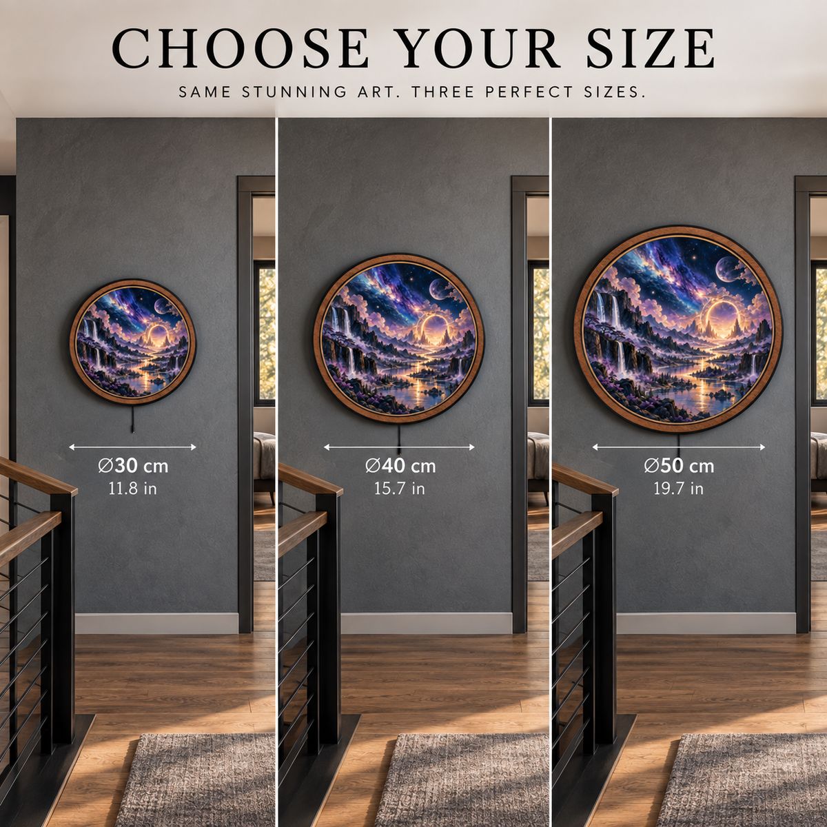 Celestial Valley – Golden Portal LED Wall Art