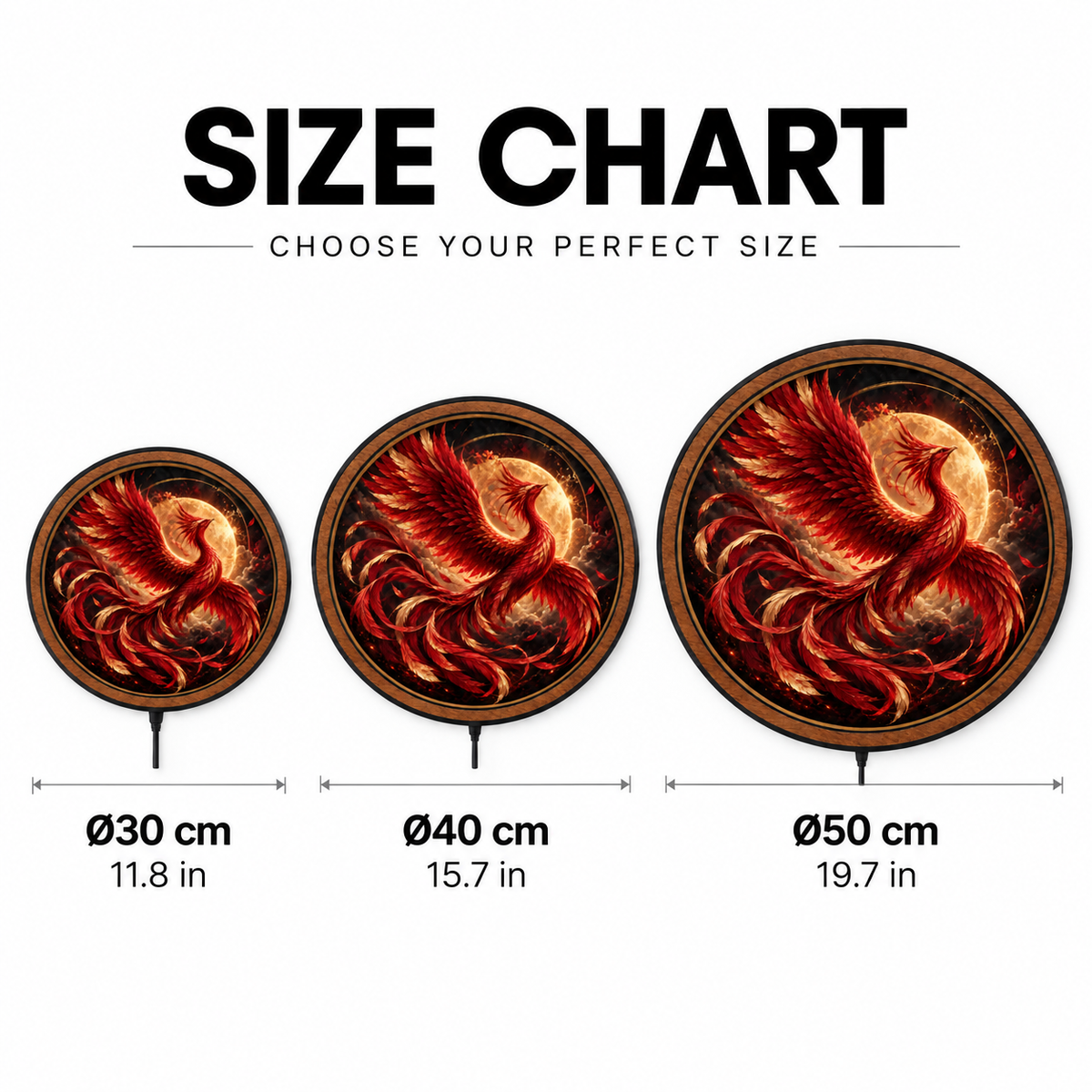 Crimson Phoenix – Golden Moon LED Wall Art