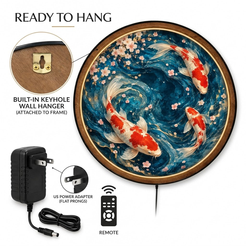 Handcrafted Japanese Koi Fish LED Wall Art
