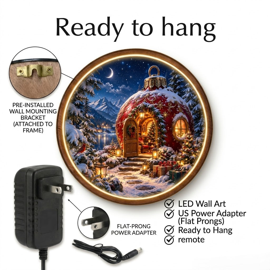 Handcrafted Christmas Ornament LED Wall Art – Enchanted Winter Village Lighted Wall Decor