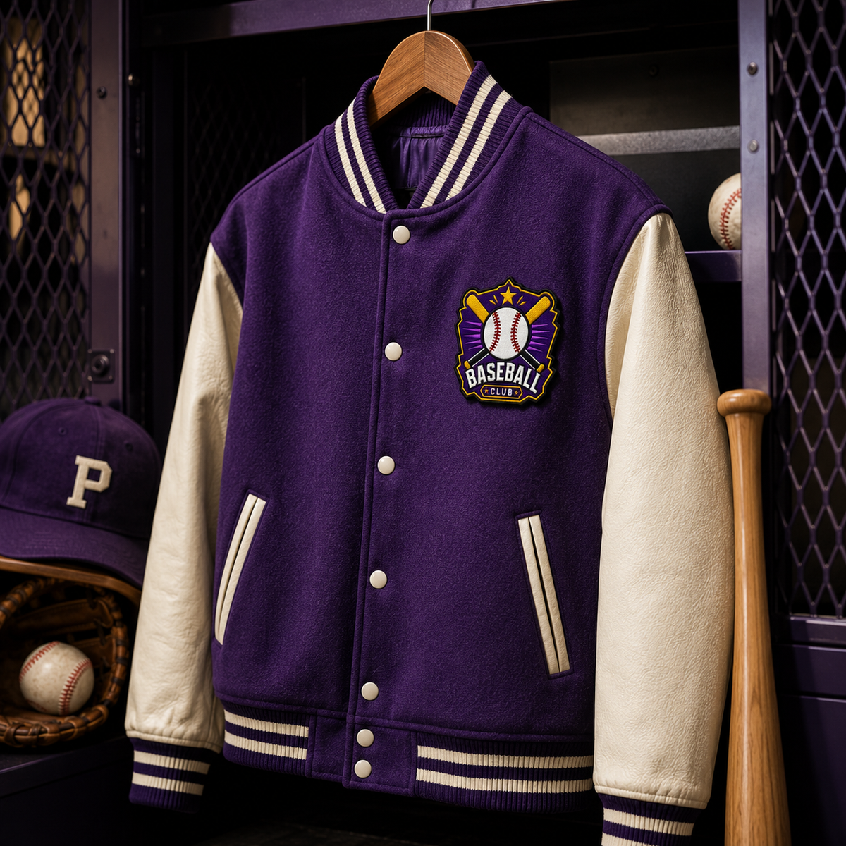 Baseball Club Embroidered Patch – Purple & Gold Varsity Sports Badge