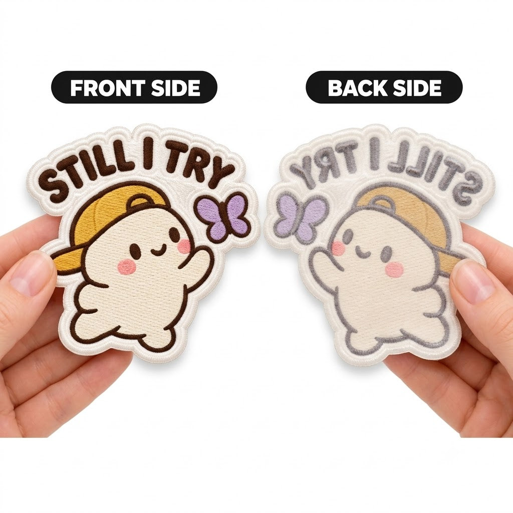 Still I Try Cute Ghost Embroidered Iron-On Patch