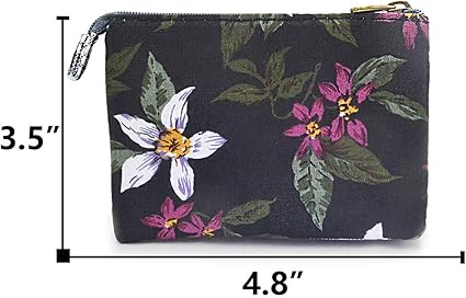 Women’s Small Embroidered Coin Purse – Double Zipper Cotton Wallet