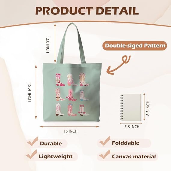 Cowgirl Western Tote Bag – Reusable Shopping Bag for Women with Western Vibe
