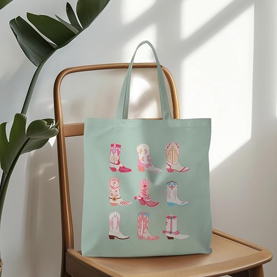 Cowgirl Western Tote Bag – Reusable Shopping Bag for Women with Western Vibe