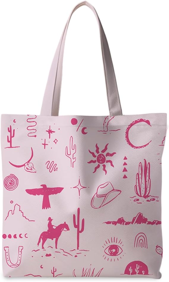 Cowgirl Western Tote Bag – Reusable Shopping Bag for Women with Western Vibe