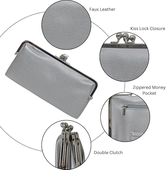 Vintage Double Frame Clutch Purse – Women's Travel Wallet Handbag