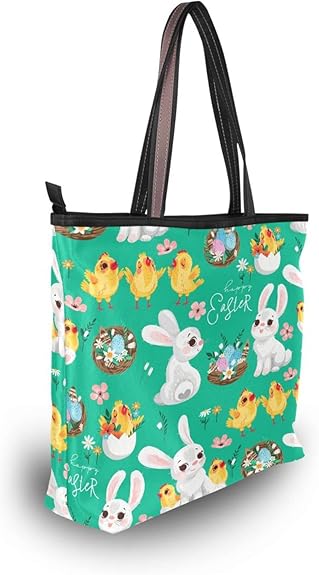 Polyester Tote Bag for Women – Zipper Closure & Pockets, Stylish Handbag
