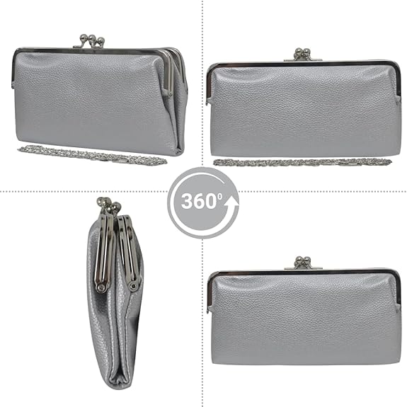 Vintage Double Frame Clutch Purse – Women's Travel Wallet Handbag