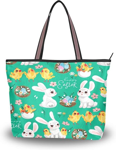 Polyester Tote Bag for Women – Zipper Closure & Pockets, Stylish Handbag