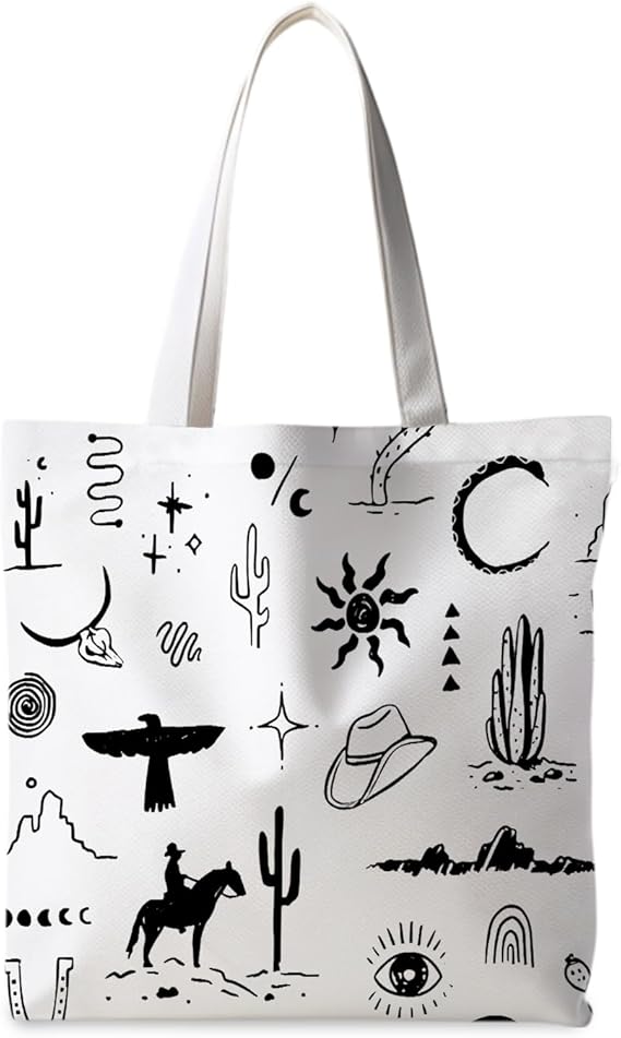 Cowgirl Western Tote Bag – Reusable Shopping Bag for Women with Western Vibe