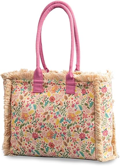 Boho Canvas Tote Bag for Women – Ethnic Style Shoulder Bag with Tassels