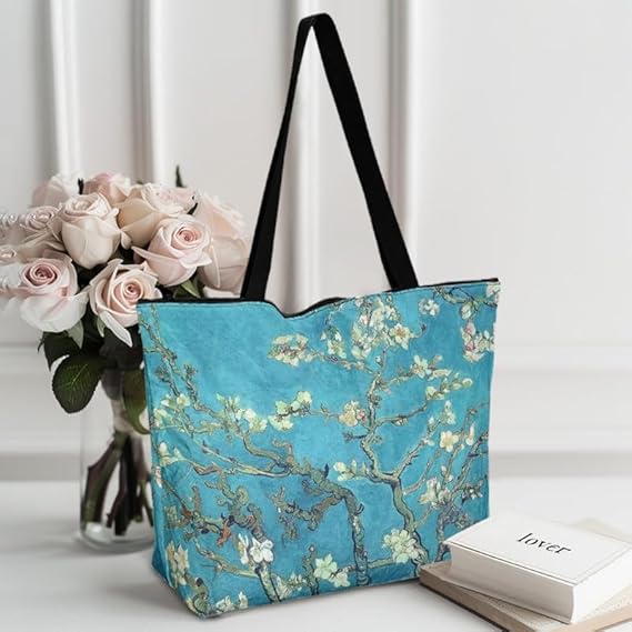 Van Gogh Zippered Tote Bag – Waterproof Art Purse for Work & Travel