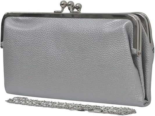 Vintage Double Frame Clutch Purse – Women's Travel Wallet Handbag