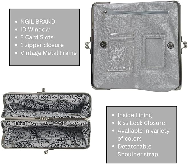 Vintage Double Frame Clutch Purse – Women's Travel Wallet Handbag