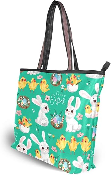 Polyester Tote Bag for Women – Zipper Closure & Pockets, Stylish Handbag