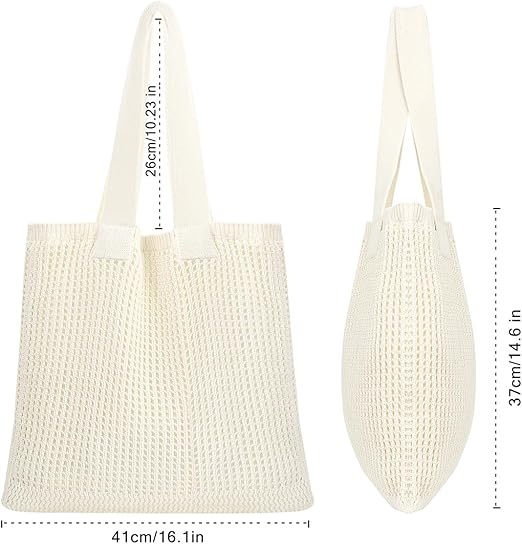 Crochet Beach Tote Bag for Women – Lined, Handmade Knit Shoulder Bag
