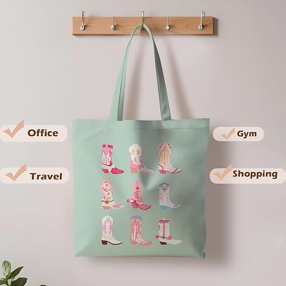 Cowgirl Western Tote Bag – Reusable Shopping Bag for Women with Western Vibe