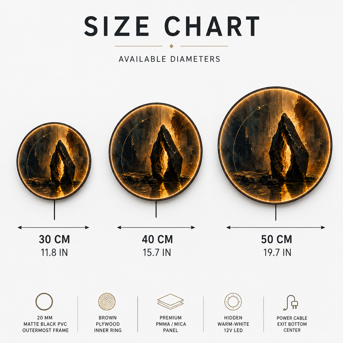 Golden Stone – Handcrafted Abstract LED Wall Art