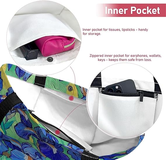 Canvas Tote Bag for Women with Zipper & Inner Pocket – Work or Shopping Use