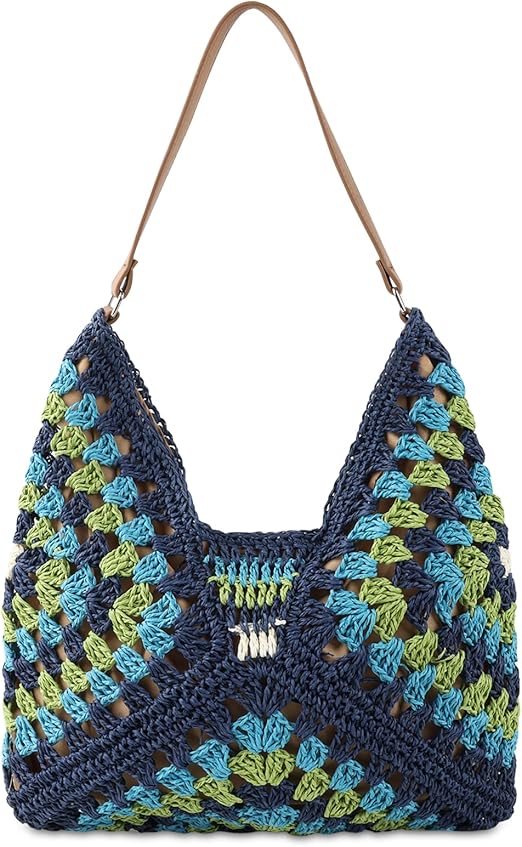 Woven Straw Hobo Bag – Foldable Crochet Beach Tote for Women Travel
