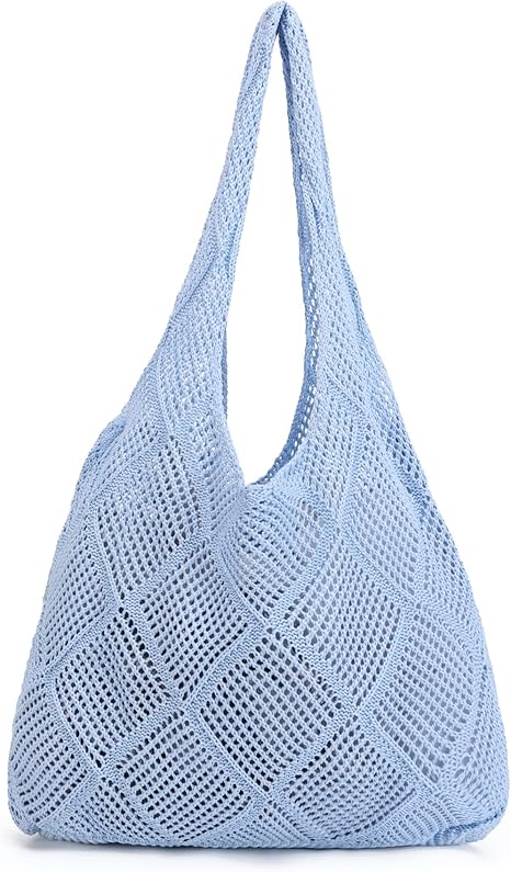 Crochet Mesh Beach Tote – Summer Aesthetic Hobo Shoulder Bag for Women