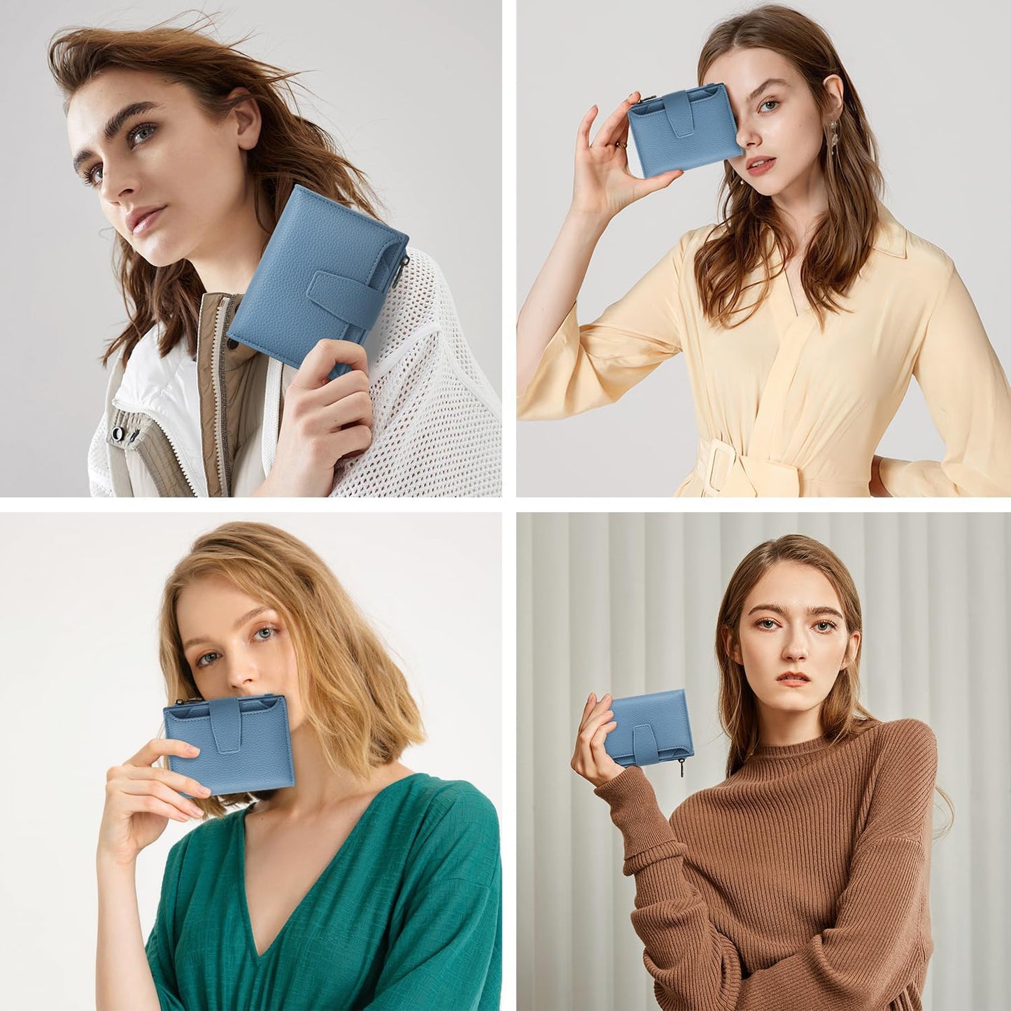 RFID Wallet for Women – Slim Bifold Card Holder with Zipper & ID Window