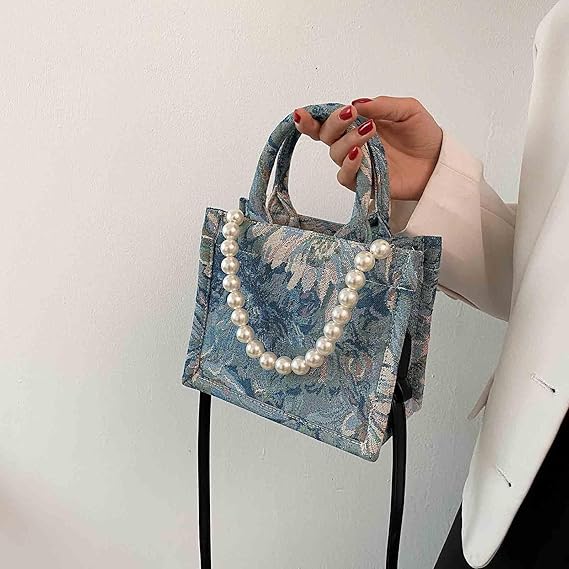 Retro Embroidered Cotton Linen Tote Bag – One Shoulder Oil Painting Handbag