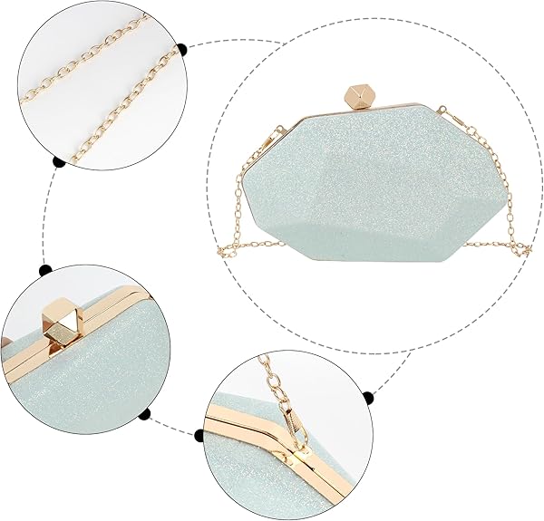 Geometric Metal Clutch for Women – Lattice Pattern Evening Chain Purse