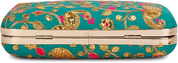 Zari Embroidered Box Clutch – Handcrafted Designer Evening Bag for Women