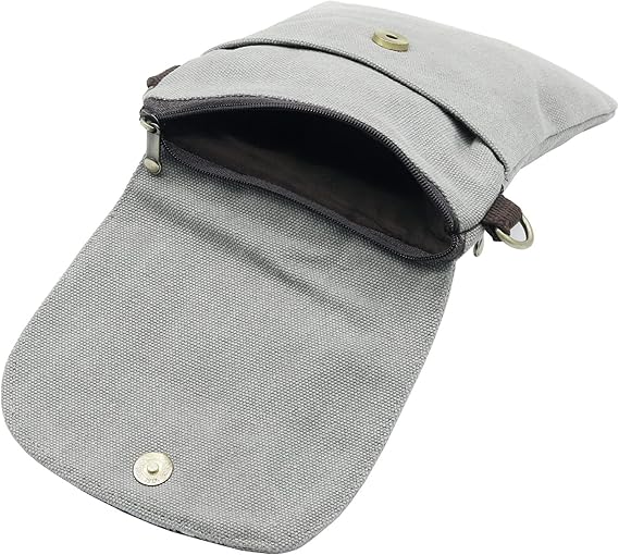 Vintage Embroidered Canvas Crossbody Phone Pouch – Small Wallet Bag