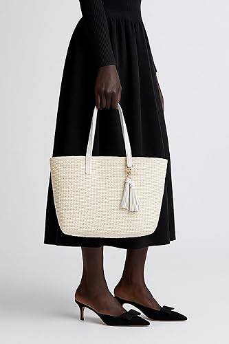 Medium Woven Straw Tote Bag for Women – Handmade Summer Travel Bag