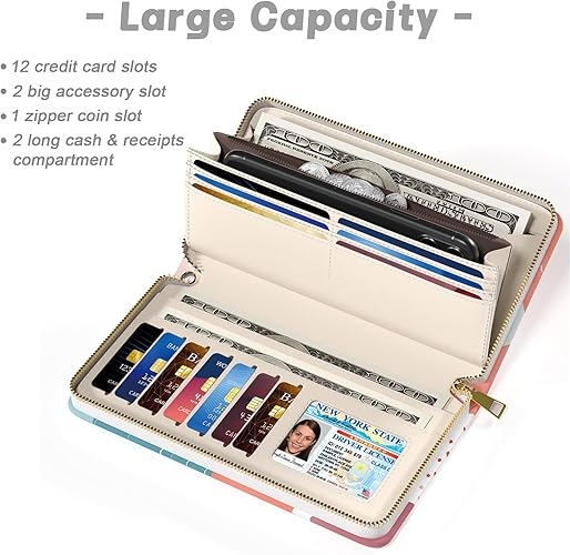 Women's RFID Clutch Wallet – Travel Wristlet with Phone and Card Slots