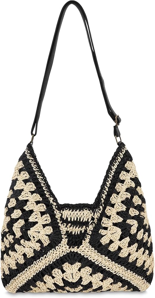 Woven Straw Hobo Bag – Foldable Crochet Beach Tote for Women Travel