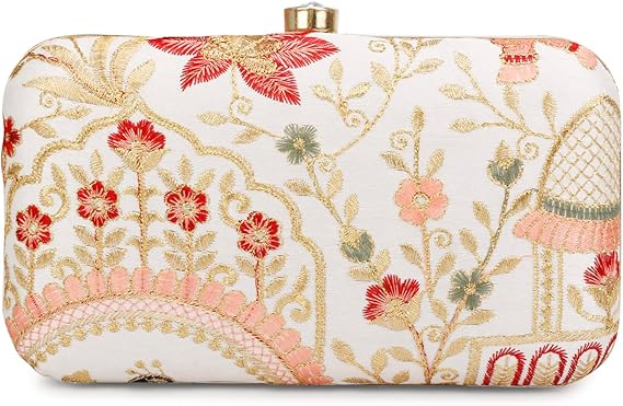 Zari Embroidered Box Clutch – Handcrafted Designer Evening Bag for Women
