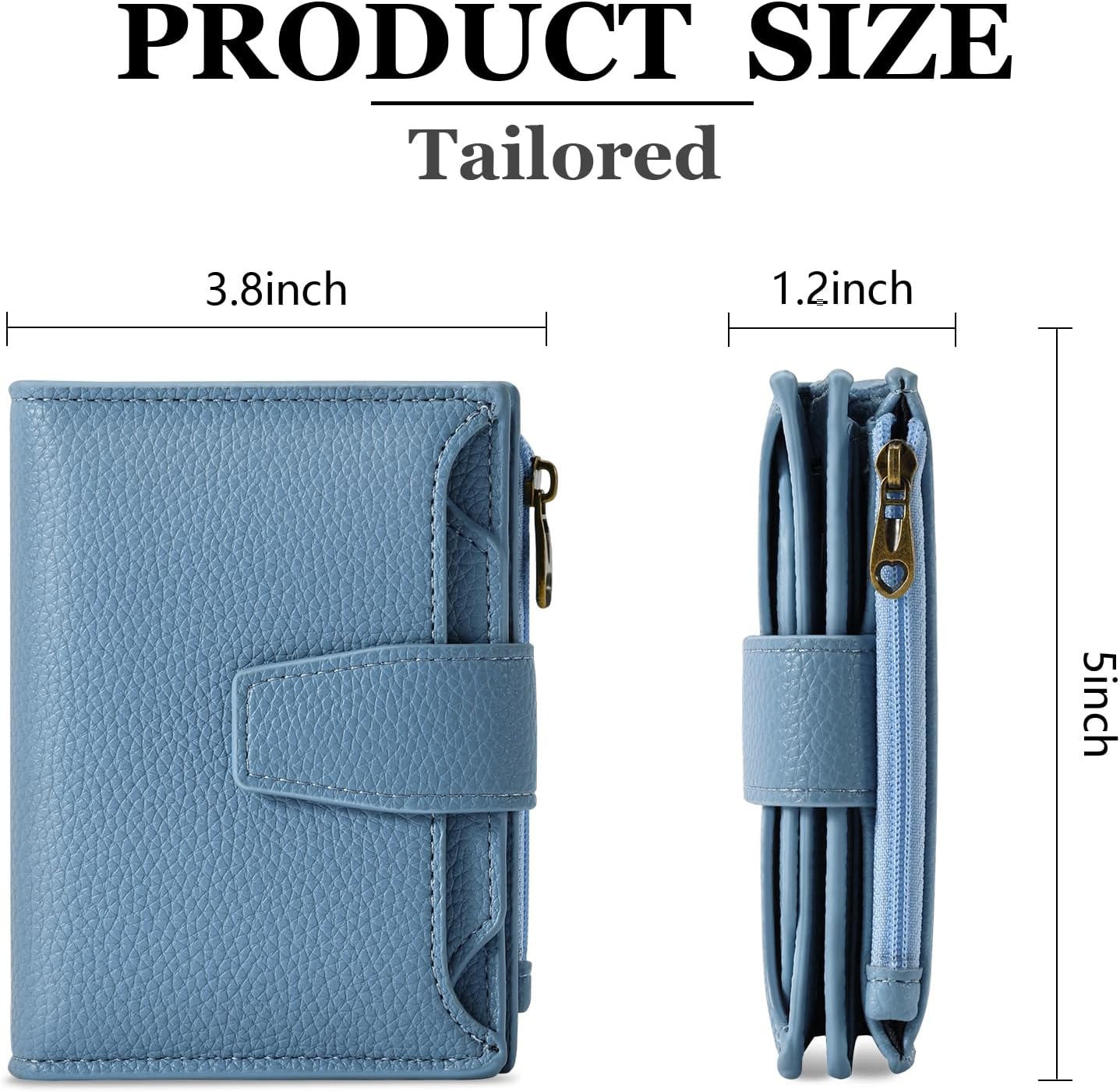RFID Wallet for Women – Slim Bifold Card Holder with Zipper & ID Window