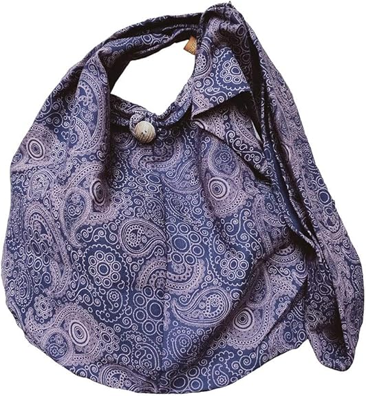 Handmade Cotton Hobo Sling Bag – Large Boho Crossbody with Paisley Print