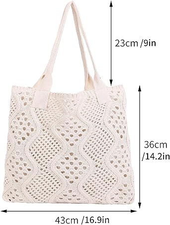 Summer Crochet Bag for Women – Large Boho Knit Beach Shoulder Tote