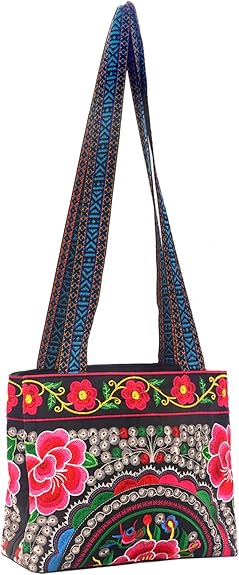 Hobo Crossbody Bag – Vintage Boho Embroidered Ethnic Shoulder Tote Purse