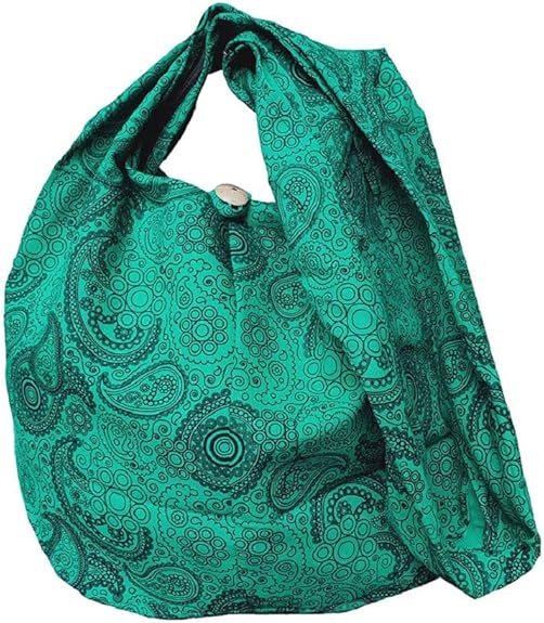 Handmade Cotton Hobo Sling Bag – Large Boho Crossbody with Paisley Print