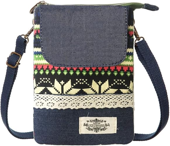 Lightweight Leaf Pattern Canvas Crossbody Phone Purse and Wallet for Women