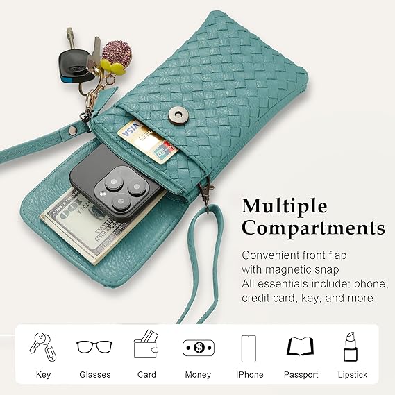Mini Crossbody Phone Purse for Women – Woven Travel Wallet Bag